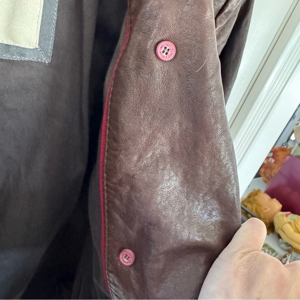 BNWT Y2K Abercrombie & Fitch Mia Leather Jacket Brown Genuine Leather Sz L - Picture 14 of 15